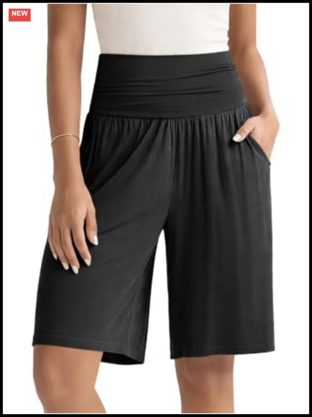 Wide Leg Lounge Shorts with Pockets Lightweight Soft Pajama Bottoms